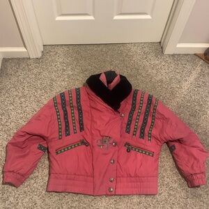 Vtg 90s Head Sportswear pink black blue Norwegian ski shorter jacket M